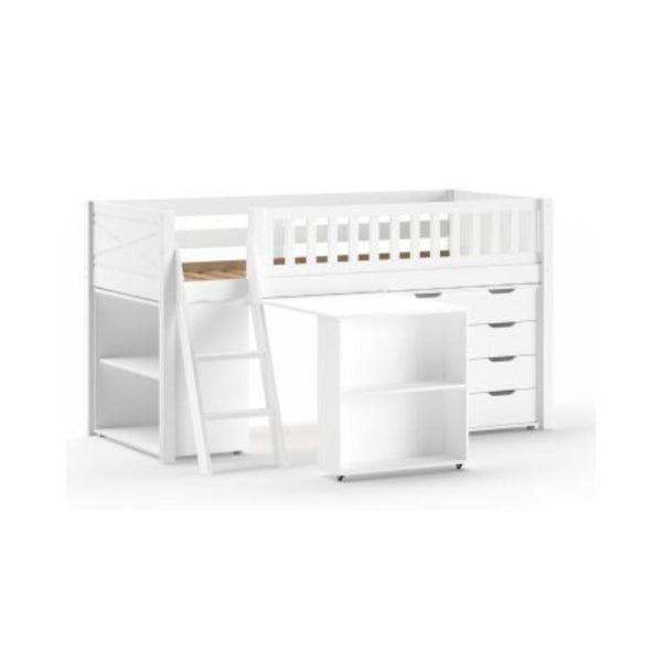 Vipack - Scott Mid Sleeper with Desk, Library and Chest of 4 Drawers