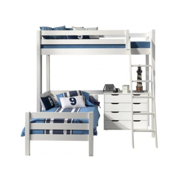 Vipack - Pino High Sleeper with 4 Door Chest of Drawers - White