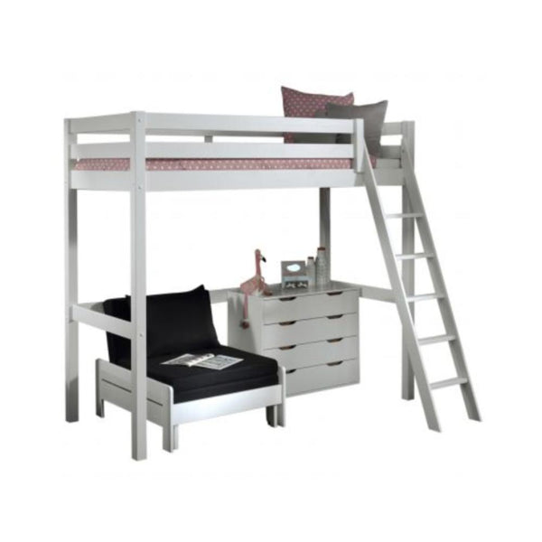Vipack - Pino High Sleeper with Sofa Bed and 4 Door Chest of Drawers - White