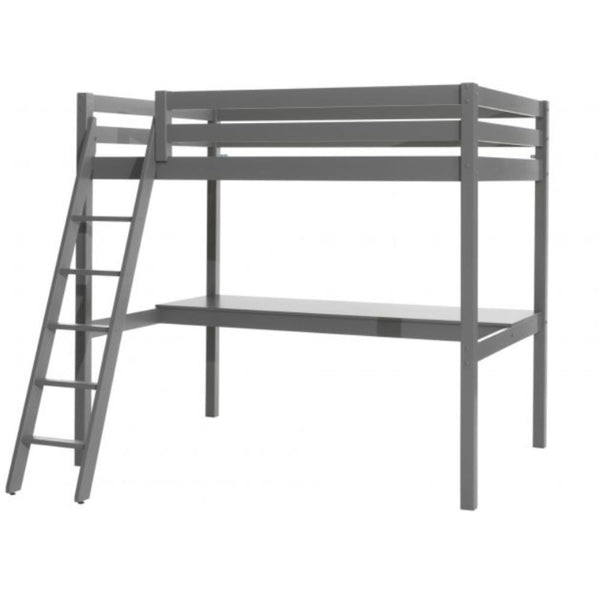 Grey 4ft6 High Sleeper with Full Desk by Vipack Pino