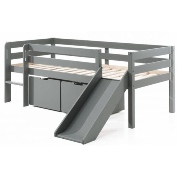 Pino Midsleeper with Ladder 2 Drawers and Slide in Grey