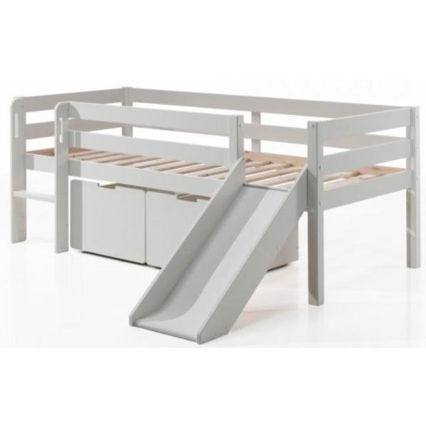 Pino Midsleeper with Ladder 2 Drawers and Slide in White