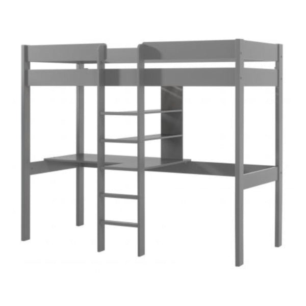 Vipack - Pino High Sleeper with Desk & Shelves - Grey
