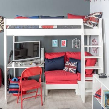 Stompa - UNOS Highsleeper with Red Sofa & Fixed Desk (5894326091929)