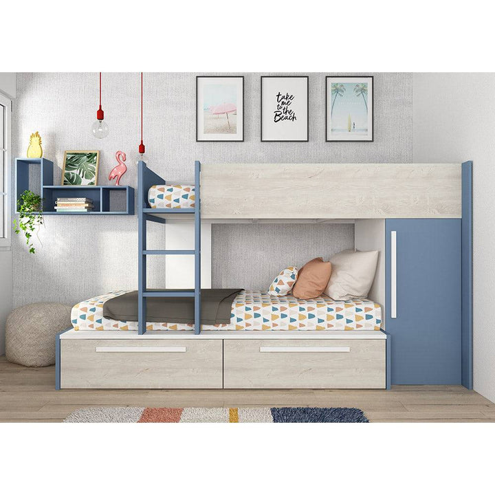 Trasman Jules Bunk Bed with Drawers Smokey Blue (6723075834009)
