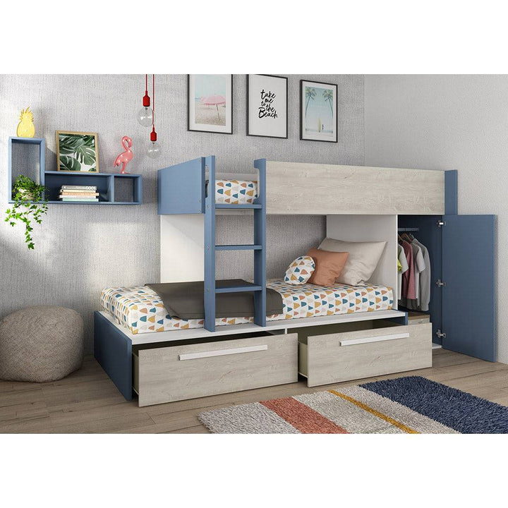 Trasman Jules Bunk Bed with Drawers Smokey Blue (6723075834009)