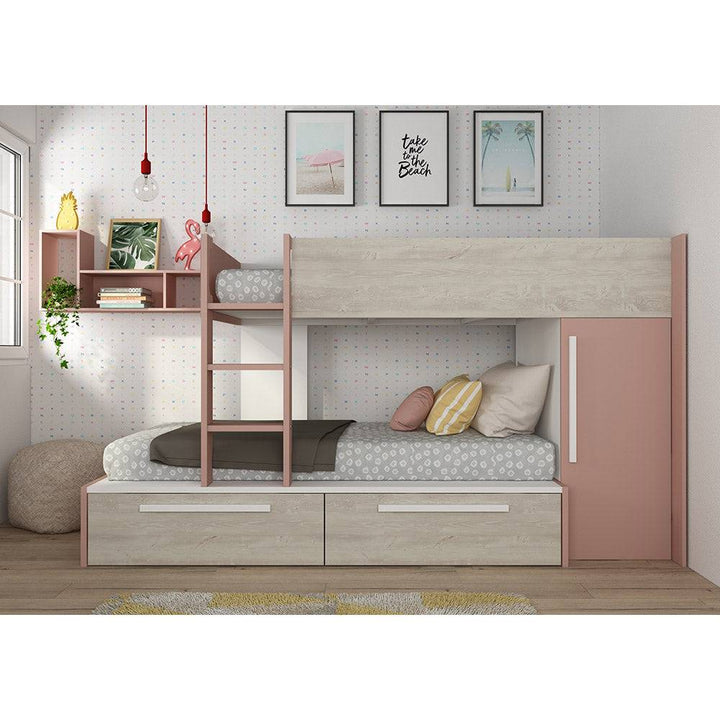 Trasman Jules Bunk Bed with Drawers Antique Pink (6723075932313)