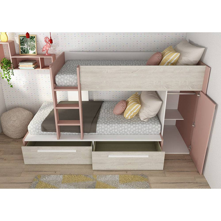 Trasman Jules Bunk Bed with Drawers Antique Pink (6723075932313)