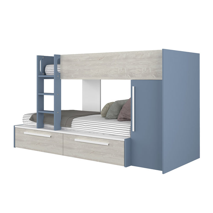 Trasman Jules Bunk Bed with Drawers Smokey Blue (6723075834009)