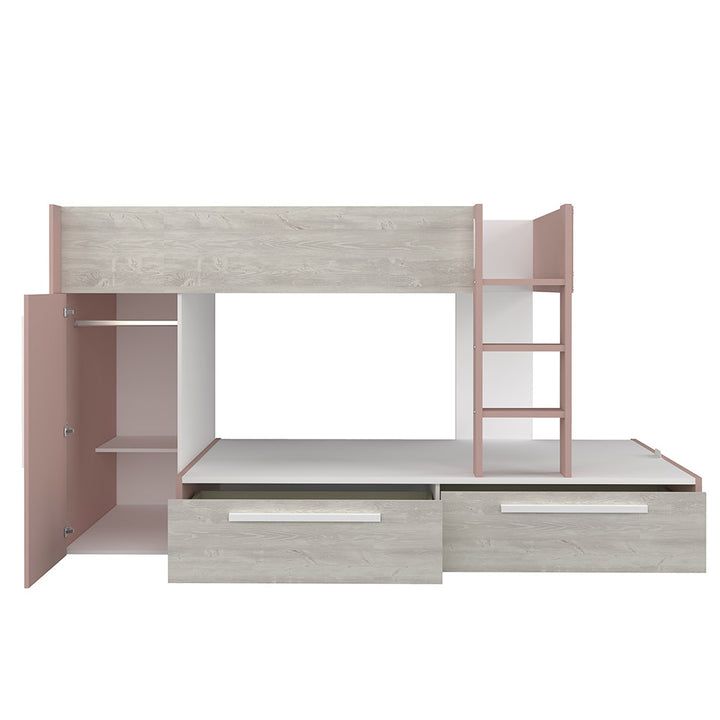 Trasman Jules Bunk Bed with Drawers Antique Pink (6723075932313)