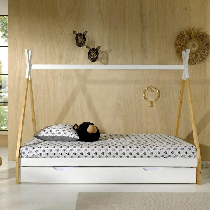 Tipi bed with Drawer in White - Jellybean 