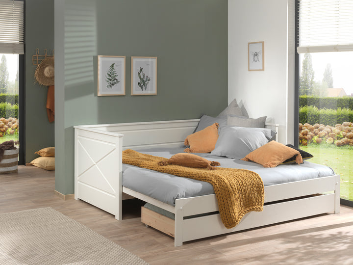 White PINO Captain Bed with trundle - Jellybean 