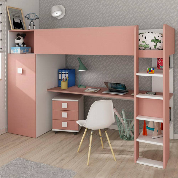 Trasman Jules High Sleeper Antique Pink + Wardrobe (5945501057177)