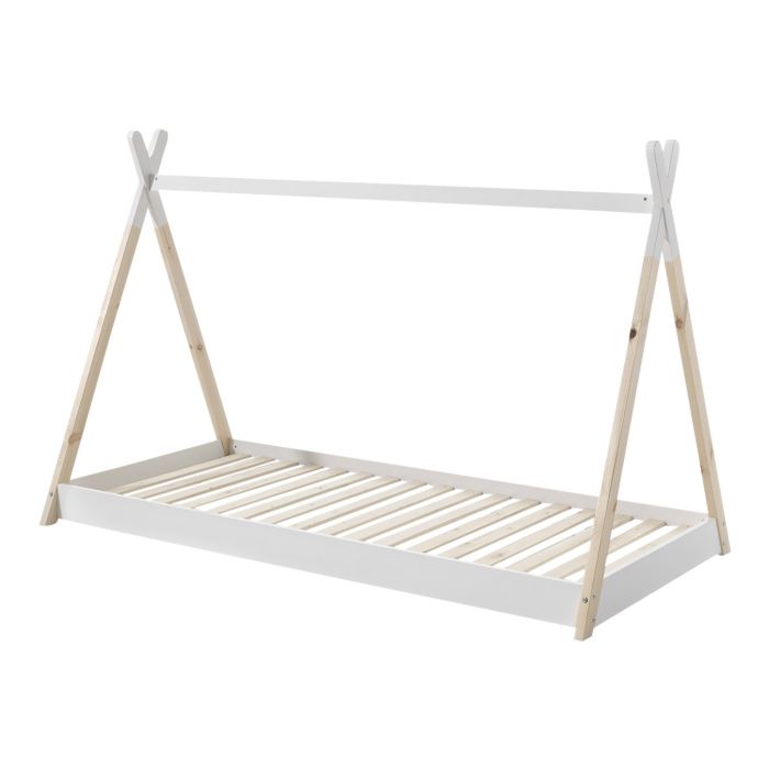 Tipi bed with drawer in natural wood - Jellybean 