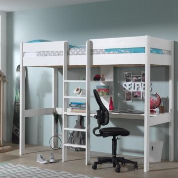 Vipack - Oliver High Sleeper with Desk & Shelves - White (5894322487449)