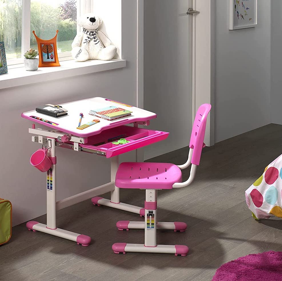 Pink and white computer on sale desk