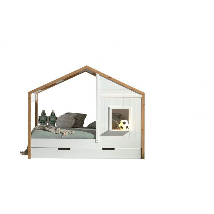 BABS House Bed Babs 90x200cm in white/natural with trundle drawer - Jellybean 