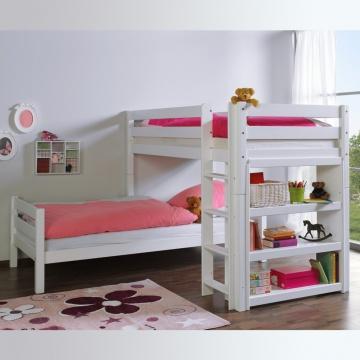 Kidz Beds Beni L Bunk Bed w/ Bookcase in White (5894311641241)