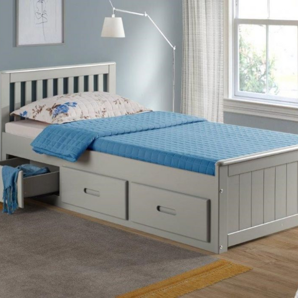 Beds Plus - Mansford Single Bed with Storage - Grey - Jellybean 