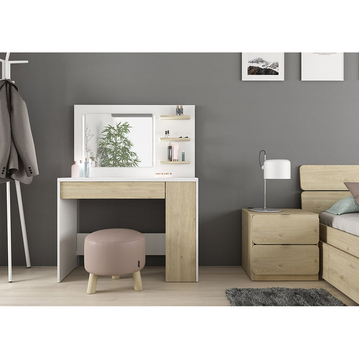 Trasman Vanity Glamour Desk in White/ Oak (6723076358297)