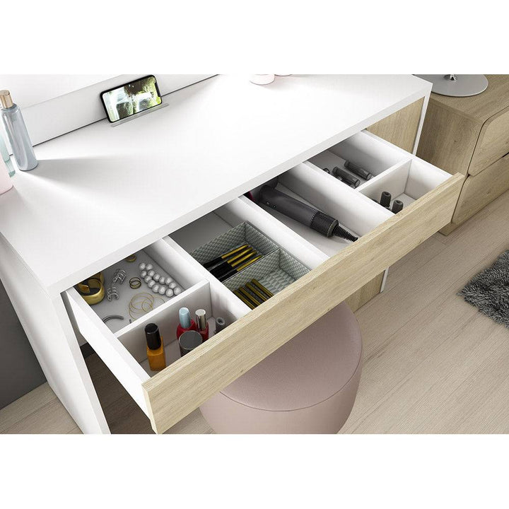 Trasman Vanity Glamour Desk in White/ Oak (6723076358297)