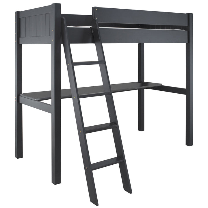Little Folks Furniture - Fargo High Sleeper with Full Length Desk - Painswick Blue - Jellybean 