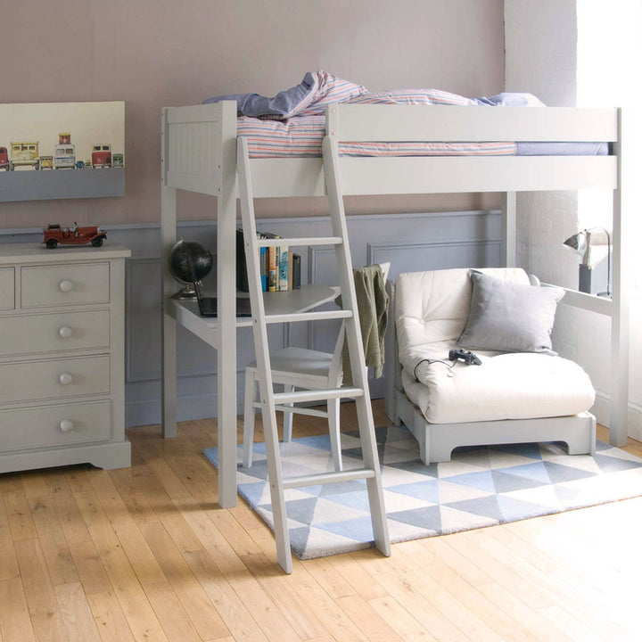 Little Folks Furniture - Fargo High Sleeper with Desk and Futon - Farleigh Grey - Jellybean 