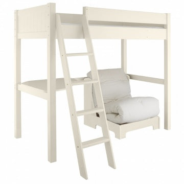 Little Folks Furniture - Fargo High Sleeper with Desk and Futon - Ivory White (5894316261529)