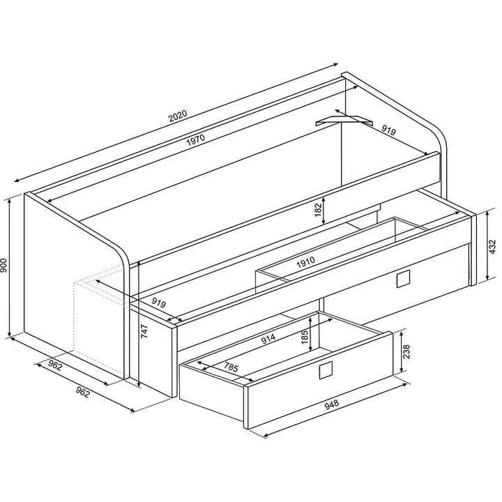Trasman Jules Cabin Bed White (5894304497817)
