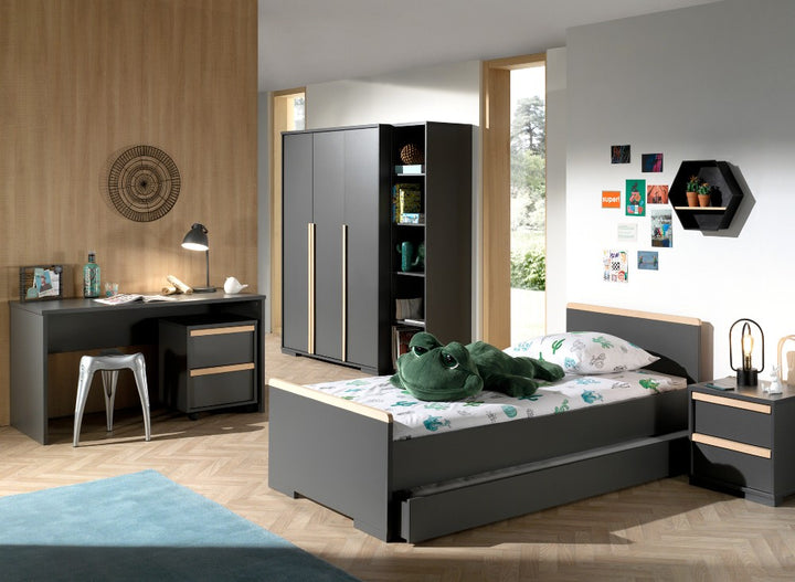 Vipack - London Single Bed - Grey (5894318424217)