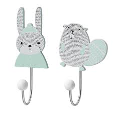 Bloomingville - Pair of Hooks Beaver & Rabbit - Jellybean 