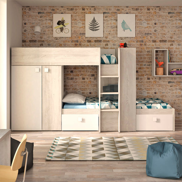 White Bunk Beds with Wardrobe and Storage by Trasman (5894304104601)
