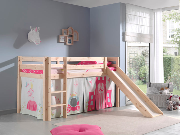 Vipack Pino Mid Sleeper With Slide in Natural with Curtain Options (6066214928537)