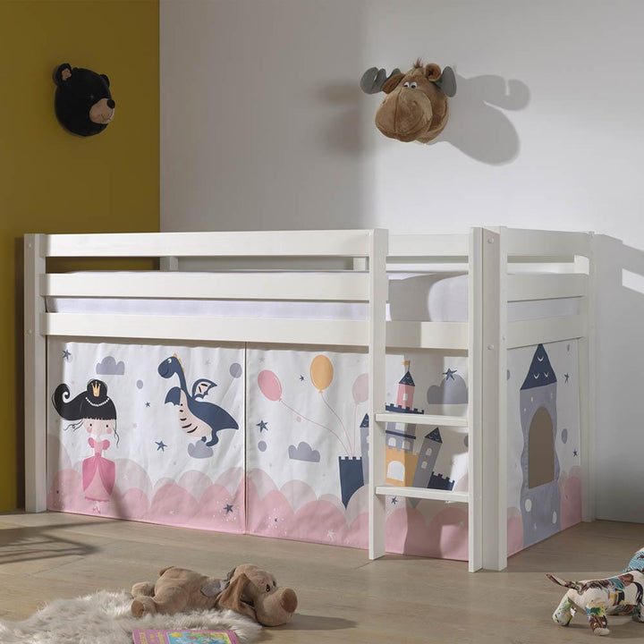 Vipack Pino Mid Sleeper in White with Curtain Options (6066185535641)