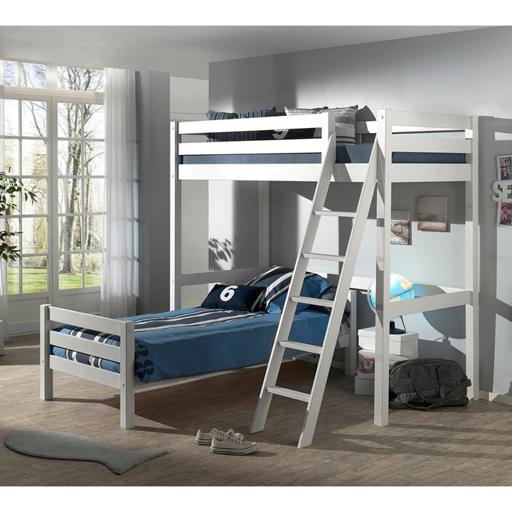 White 4ft6 Double High Sleeper with Single Bed - L Shaped by Vipack Pino (6067707183257)