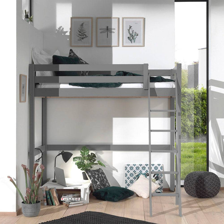 Grey Single High Sleeper with Slanted Ladder by Vipack Pino (5894322192537)
