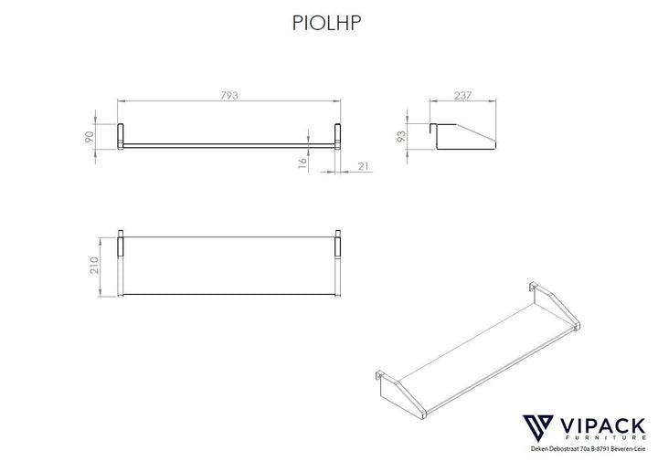 Vipack - Pino Clip On Shelf - Colour Options Available - Jellybean 