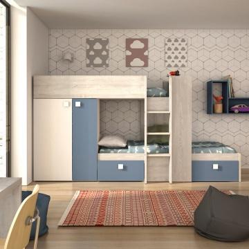 Smokey Blue Bunk Beds with Wardrobe and Storage by Trasman (5894304006297)
