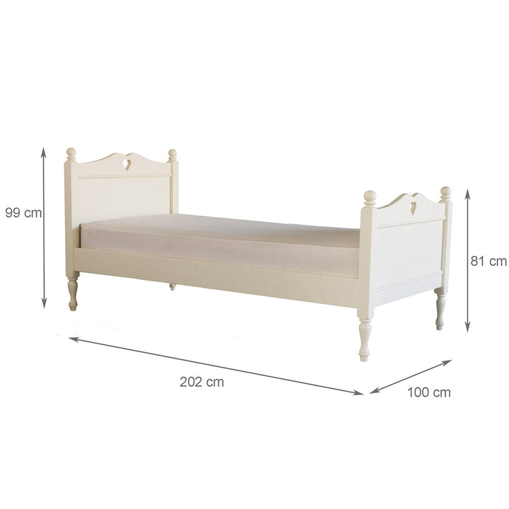 Little Folks Furniture - Fargo Single Bed with Carved Heart - Jellybean 