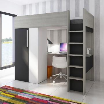 Trasman - Studio Highsleeper With Wardrobe And Desk - Charcoal (5945504661657)