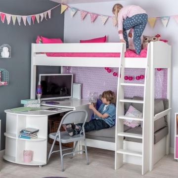 Stompa - UNOS Highsleeper with Grey Sofa, Fixed Desk & Pull out Desk (5894326386841)