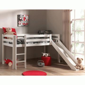 Vipack Pino Mid Sleeper With Slide in White with Curtain Options (6066184913049)