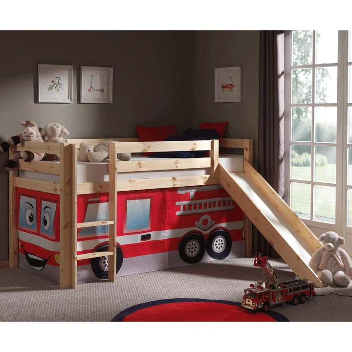 Vipack Pino Mid Sleeper With Slide in Natural with Curtain Options (6066214928537)