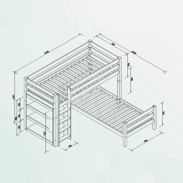 Kidz Beds Beni L Bunk Bed w/ Slide in Beech (5894323667097)