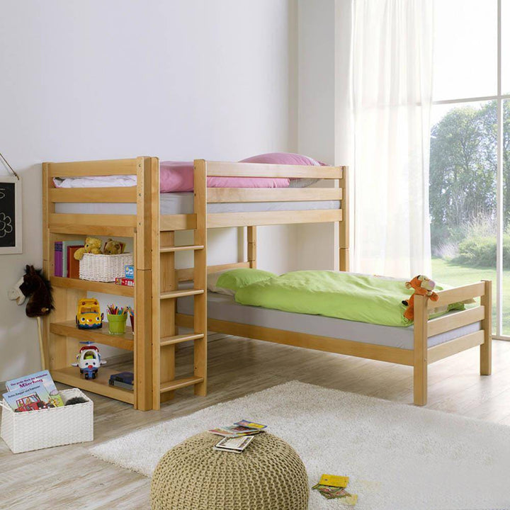 Kidz Beds Beni L Bunk Bed w/ Slide in Beech (5894323667097)