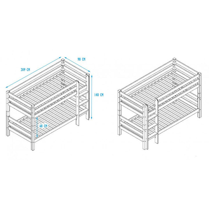 White Bunk Beds 140cm - Beni Solid Beech (5894311575705)
