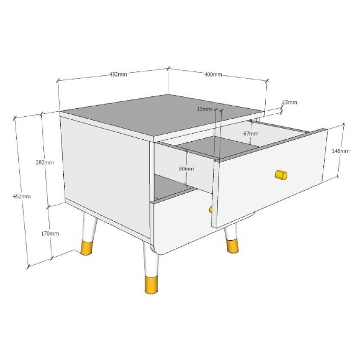 Billy Nightstand Satin White - Jellybean 