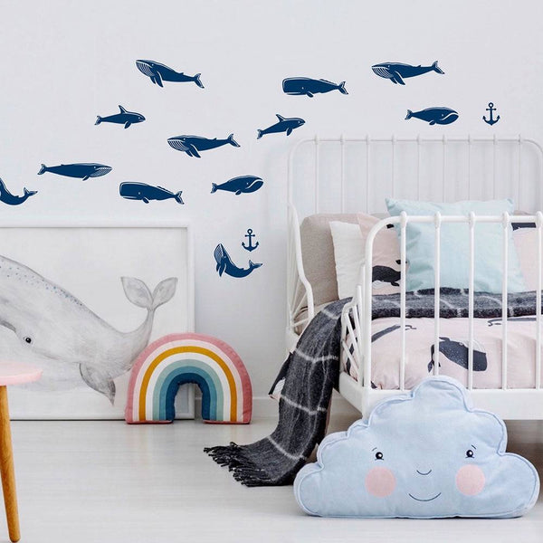 Pom - Wall Stickers - Blue Whales (5897291202713)