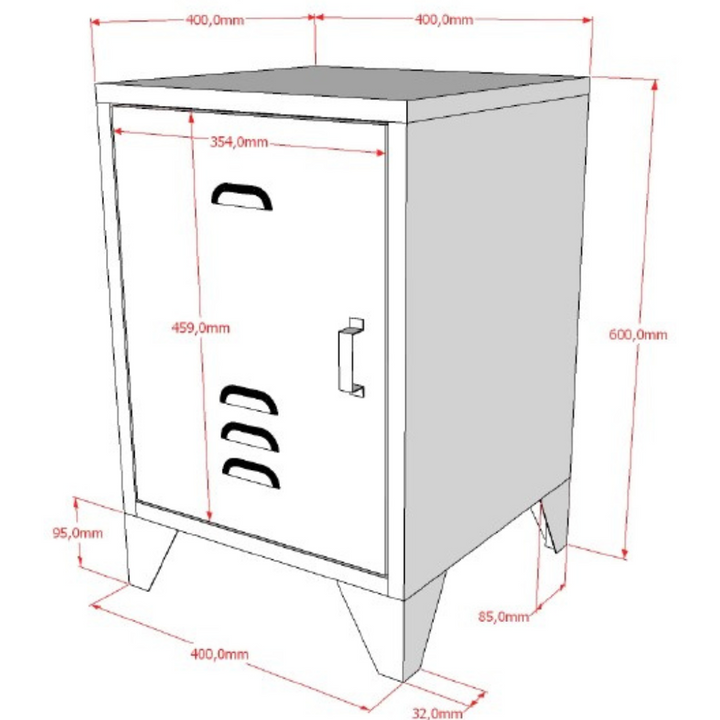 Bronxx Metal Bedside Table Black - Jellybean 