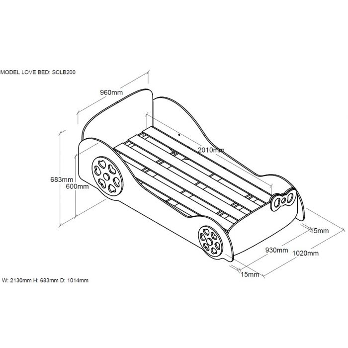 Vipack - Funbeds Love Car Bed - Jellybean 